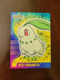 NM! 2001 Topps Pokemon - Johto Chikorita #152 - Blue Logo - Image 1