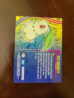 NM! 2001 Topps Pokemon - Johto Chikorita #152 - Blue Logo - Image 2