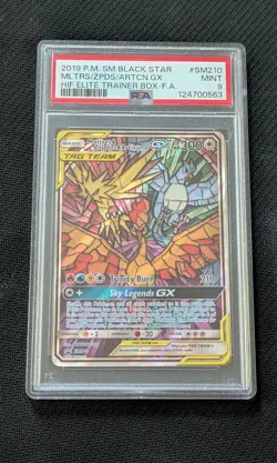 2019 POKEMON SM BLACK STAR PROMO FULL ART/MOLTRES & ZAPDOS & ARTICUNO GX PSA 9 - Image 1