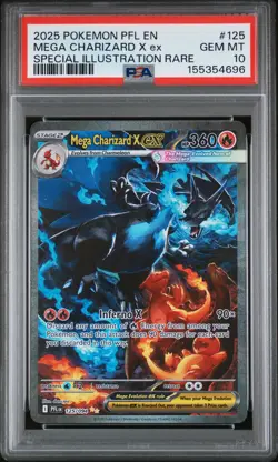 2025 POKEMON PFL EN-PHANTASMAL FLAMES #125 MEGA CHARIZARD X EX PSA 10 - Image 1