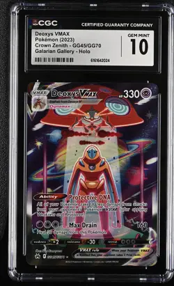 Pokemon Deoxys Vmax Crown Zenith GG45/GG70 Galarian Gallery Full Art CGC 10 - Image 1