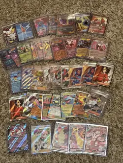 Pokemon Card Lot Of 39 Cards, Ex’s, Trainers, And V Max’s - Image 1
