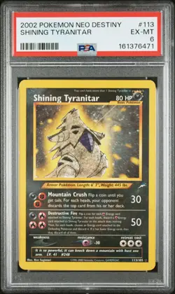 2002 Pokemon Neo Destiny Shining Tyranitar #113/105 Holo PSA 6 - Image 1
