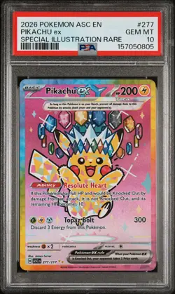 2026 POKEMON ASC EN-ASCENDED HEROES SPECIAL ILLUSTRATION RARE PIKACHU EX PSA 10 - Image 1