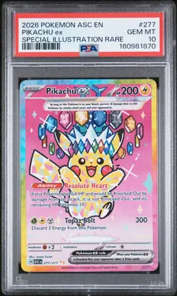 2026 POKEMON ASC EN-ASCENDED HEROES SPECIAL ILLUSTRATION RARE PIKACHU EX PSA 10 - Image 1