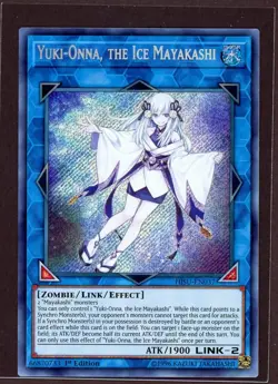 1st Ed Yuki-Onna, The Ice Mayakashi Secret Rare Yu-Gi-Oh! Card HISU-EN037 NM/M - Image 1
