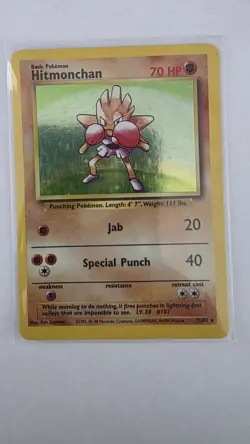 Hitmonchan Base Set Holo Rare 7/102 1999 English Pokemon TCG 70 HP - Image 1