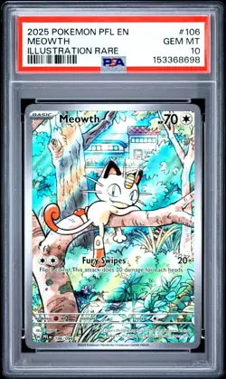 PSA 10 Meowth 106/094 Pokemon Phantasmal Flames Illustration Rare IR - Image 1