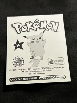 1999 Topps Merlin Pokemon Stickers Ash and Pikachu Holographic S2 - Image 2
