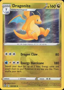 Pokemon Dragonite 131/195 Holo Rare Silver Tempest Near Mint - Image 1