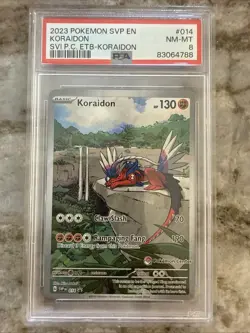 Pokemon Koraidon Scarlet & Violet Promo 014 PSA 8 Card TCG Pokemon Center Stamp - Image 1