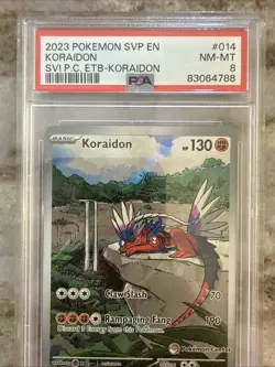 Pokemon Koraidon Scarlet & Violet Promo 014 PSA 8 Card TCG Pokemon Center Stamp - Image 2