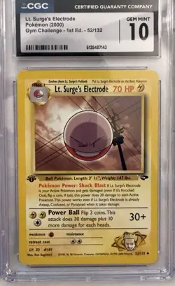 2000 Pokemon Gym Challenge #52 Lt Surge’s Electrode 1st Edition-LOW POP!~CGC 10 - Image 1
