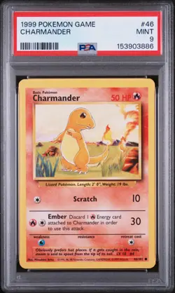 1999 POKEMON BASE SET UNLIMITED #46 CHARMANDER PSA 9 MINT - Image 1