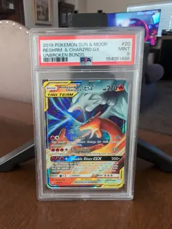 2019 Pokemon Reshiram & Charizard GX 20/214 Tag Team Unbroken Bonds PSA 9 MINT - Image 1