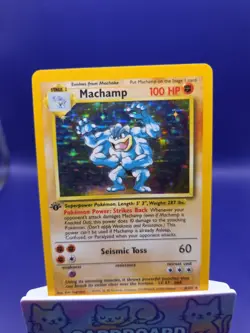 Pokemon TCG Machamp Base Set 1st Edition Holographic 8/102 Rare 1999 WOTC - Image 1