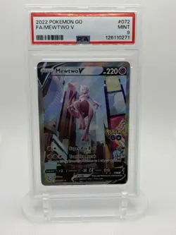 Pokemon TCG Mewtwo V Alt Art Holo Ultra Rare Card 072/078 Pokemon Go PSA 9 Mint - Image 1
