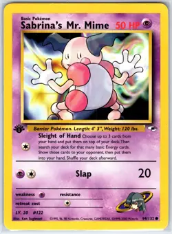 Sabrina's Mr. Mime 94/132 Common Gym Heroes Pokemon 1st Edition Lightly Played - Image 1