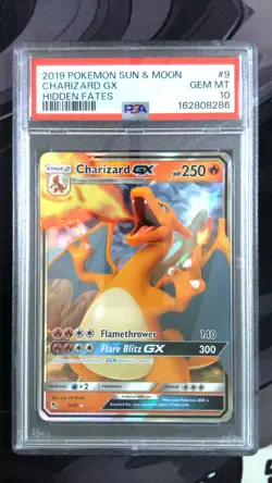 2019 Pokemon Sun & Moon Hidden Fates CHARIZARD GX Holo Rare 9/68 PSA 10 - Image 1
