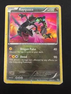 Pokemon Rayquaza 128/124 Dragons Exalted Secret Rare Holo HEAVY PLAYED Poor - Image 1