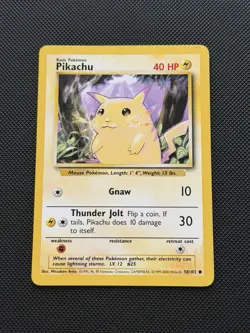 Pokemon Pikachu Base Set 4th Print 1999-2000 Near Mint 58/102 WOTC Vintage NM - Image 1