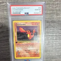 Pokemon Charmander Rocket 1st Edition PSA 10 #50 English 2000 - Image 1