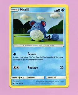 Pokemon Card Single Marill 34/147 HoloU PV60 French 2017 Near Mint Standard - Image 1