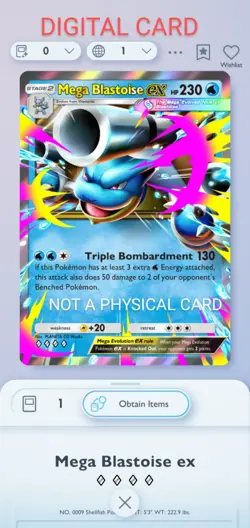 Mega Blastoise EX Pokemon Pocket Mobile Game Crimzon Blaze Set ◇◇◇◇ Card Trade - Image 1