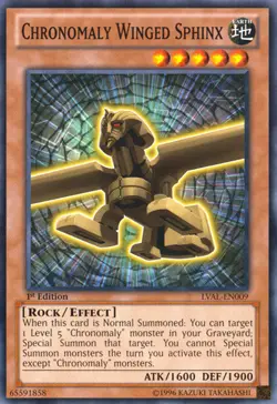 Yugioh! LP Chronomaly Winged Sphinx - LVAL-EN009 - Common - 1st Edition Lightly - Image 1
