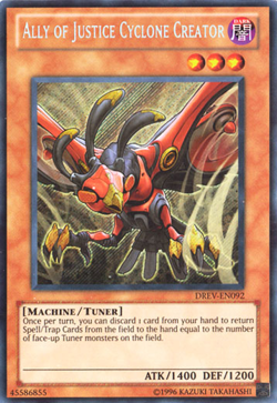 Yugioh Ally of Justice Cyclone Creator DREV Secret Rare Unl Ed NM - Image 1