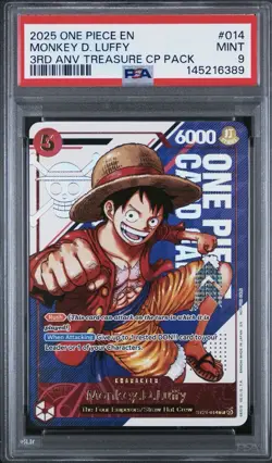 2025 ONE PIECE Monkey.D.Luffy 3rd Annv Treasure CP Pack #014 PSA 9 - Image 1