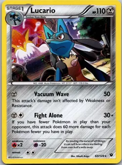 Lucario 63/124 Holo Rare Fates Collide Pokemon Lightly Played - Image 1