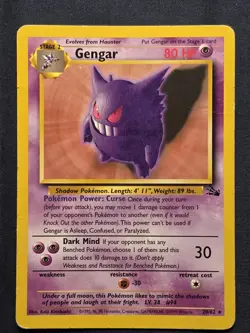 Gengar 20/62 Fossil Unlimited NON Holo Rare Pokemon Tcg 1999 WOTC (HP) - Image 1