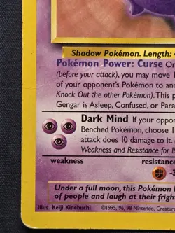 Gengar 20/62 Fossil Unlimited NON Holo Rare Pokemon Tcg 1999 WOTC (HP) - Image 3