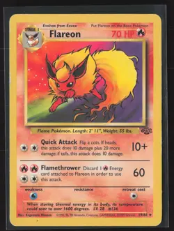 Flareon 19/64 Rare Jungle Pokemon Unlimited Heavily Played - Image 1