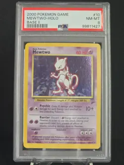 Pokemon 2000 Base Set 2 Mewtwo Holo Rare 10/130 PSA 8 Vintage WotC - Image 3