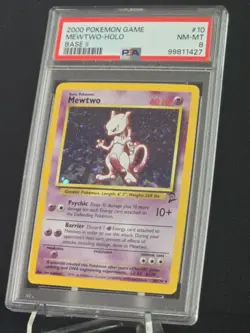 Pokemon 2000 Base Set 2 Mewtwo Holo Rare 10/130 PSA 8 Vintage WotC - Image 5