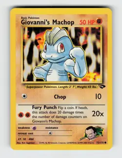 Giovanni's Machop 72/132 Unlimited Common Gym Challenge Pokemon 2000 LP - Image 1