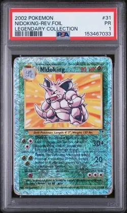 2002 POKEMON LEGENDARY COLLECTION #31 NIDOKING-REVERSE FOIL PSA 1 - Image 1