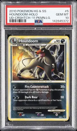 2010 POKEMON HEARTGOLD & SOULSILVER UNDAUNTED #5 HOUNDOOM-HOLO PSA 10 - Image 1