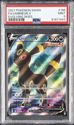 2021 POKEMON SWORD & SHIELD EVOLVING SKIES #188 FULL ART/UMBREON V PSA 9 - Image 1