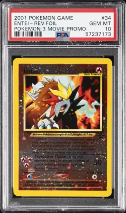 2001 POKEMON GAME MOVIE POKEMON 3 MOVIE PROMO #34 ENTEI-REVERSE FOIL PSA 10 - Image 1