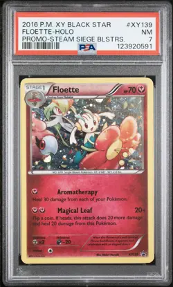 2016 POKEMON XY BLACK STAR PROMO STEAM SIEGE BLISTERS #XY139 FLOETTE-HOLO PSA 7 - Image 1
