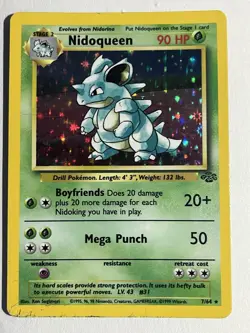 Nidoqueen 7/64 Jungle Set Rare Holo Vintage Pokemon TCG Card HP - Image 1