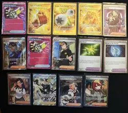 Pokemon Trainer Lot 14 Cards Full Art Gold Secret ACE SPEC Holo Rare Mixed Sets - Image 1