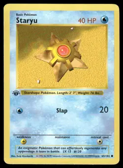 Pokemon Cards Staryu 65/102 1st Edition Base Set Shadowless Common LP *2 - Image 1