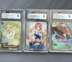 CGC 9 Japanese One Piece Lot: Mihawk, Nami & Miss Valentine Graded Cards - Image 1