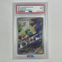 Pokemon TCG Bulbasaur Stellar Crown Illustration Rare Holo Card 143/142 PSA 9 - Image 1