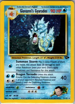 Giovannis Gyarados Unlimited Holofoil 005/132 Gym Challenge MP Pokemon Card - Image 1