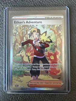 Pokemon TCG Destined Rivals Ethan's Adventure Full Art Trainer Card 236/182 Sir - Image 1